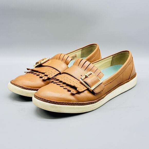 Vionic Shoes Womens 8.5 Brown Leather Loafer Buckle Fringe Cambridge Comfort - Picture 3 of 10